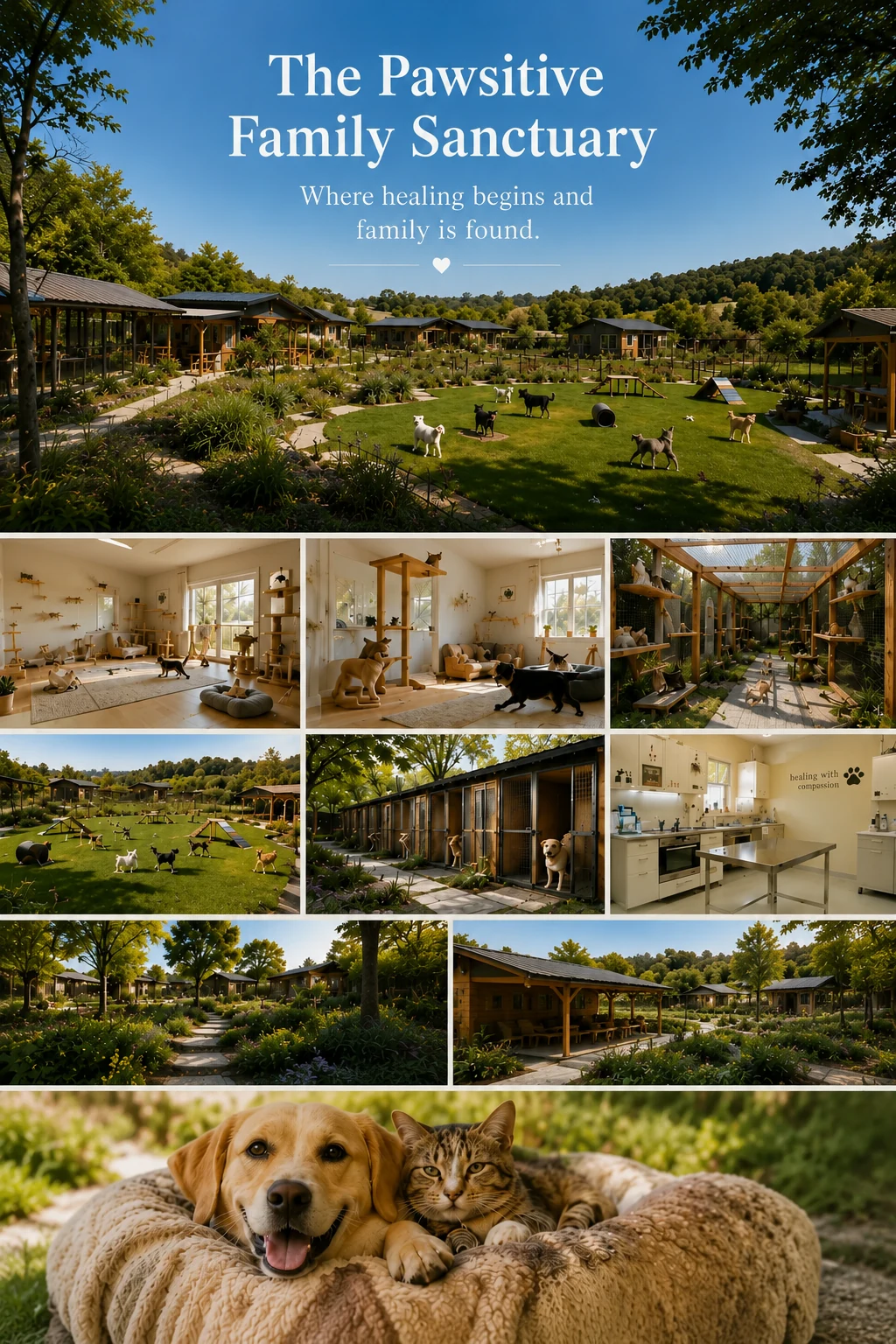 The Pawsitive Family Sanctuary concept collage